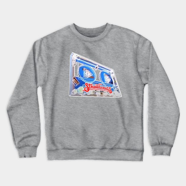 Strawberries Records & Tapes - 3D Cassette Mechanism Crewneck Sweatshirt by RetroZest